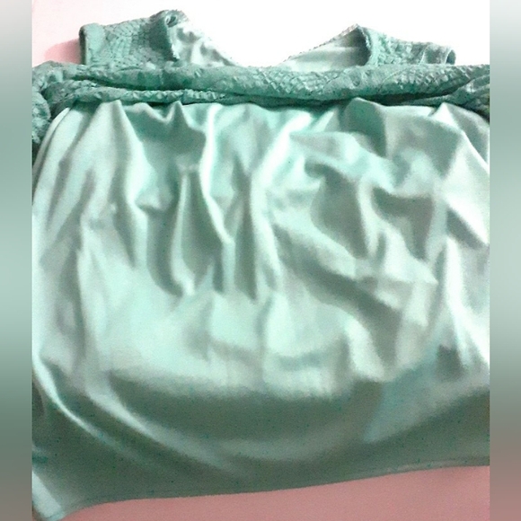 Rabbit Rabbit Rabbit Womens size 12 p Lined Turquoise Lace overlay vneck Dress - Picture 6 of 10